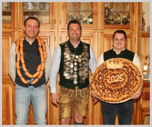 Schützenkönige 2025 - Wurstkönig Vitali Görzen, Schützenkönig Andreas Auer, Brezenkönig Philipp Krojer
